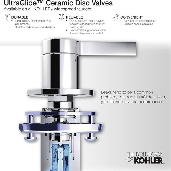 KOHLER Bathroom Sink Faucet Alteo 2-Handle Polishe Chrome 45102-4-CP Metal Drain - Picture 6 of 6